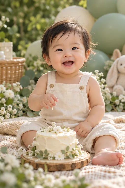 Little storybook birthday template rendered with a sample photo